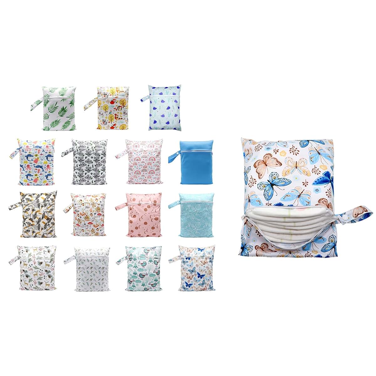 Xinsheinelry Compact & Lightweight Baby Diaper Bag Cartoon Print Wet Dry Nappy Storage Bag with Handle for Fashionable (photo 2)