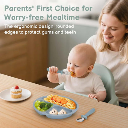 Eascrozn Toddler Utensils 6 Pack, Forks and Spoons Set with Silicone Handles, 18/8 Stainless Steel