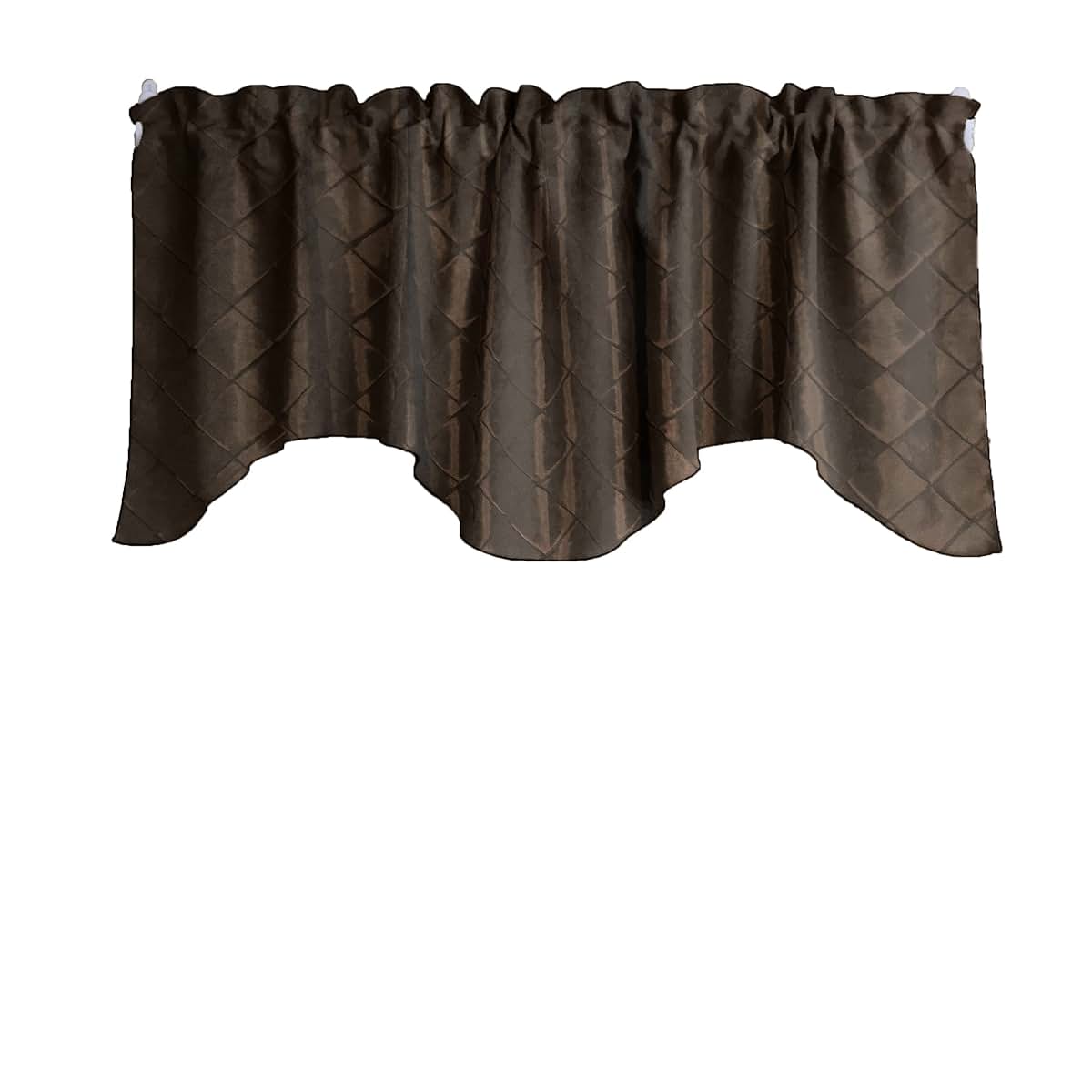 Zen Creative Designs Pintuck Taffeta Scalloped Wave Window Valance In Brown
