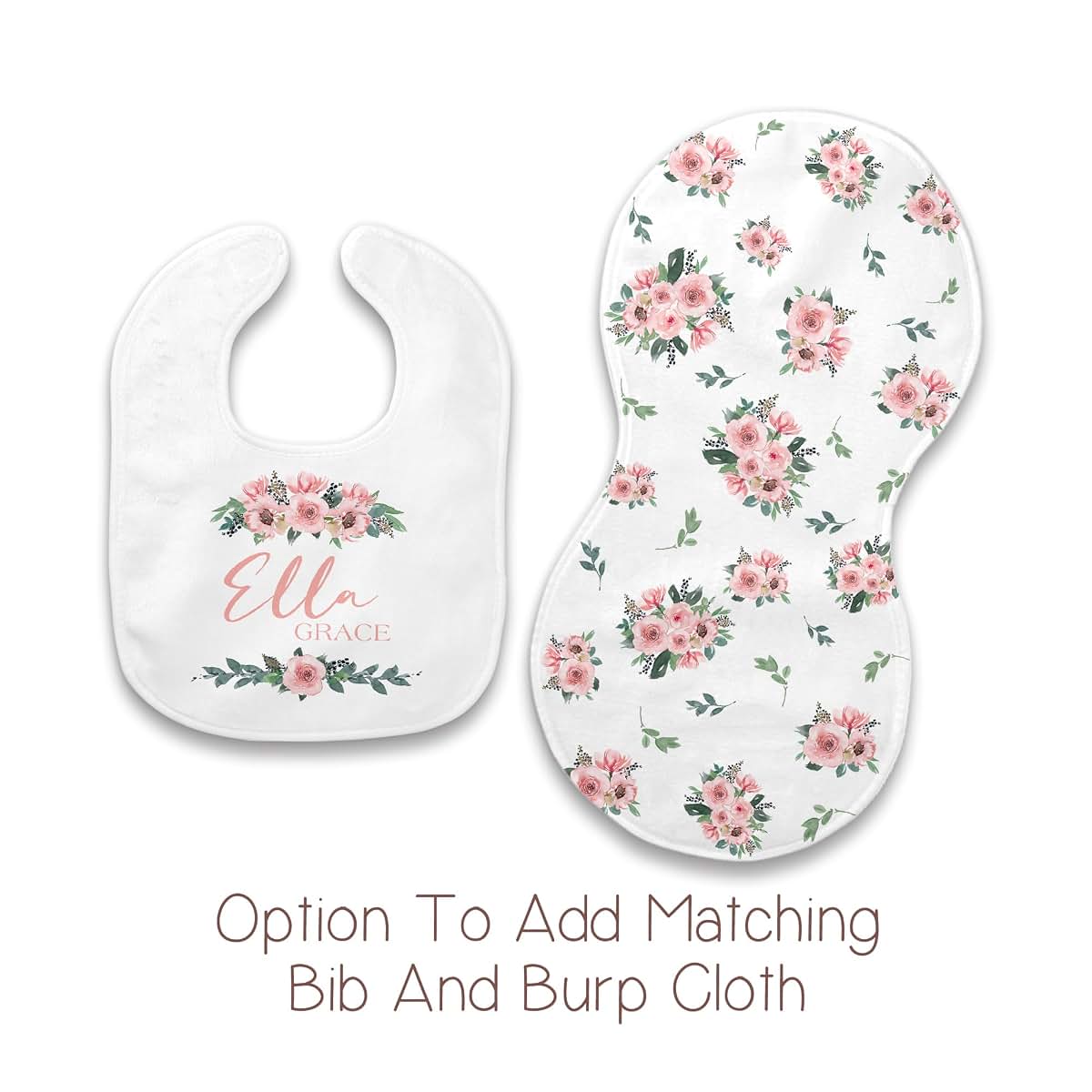 Girls Love A Monogram - Pink Blushing Floral Pattern Baby Blankets for Girls - Custom Baby Blankets for Girls (photo 4)