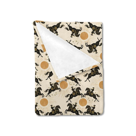 Western Cowboys Sun Baby Blanket Flannel Receiving Throw for Newborn and Toddler