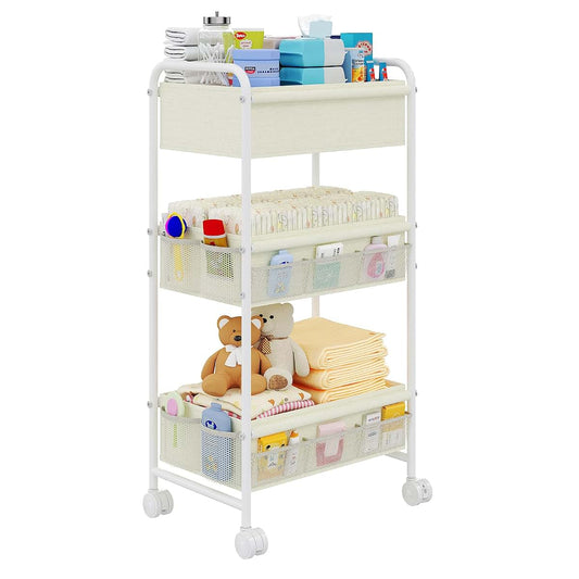 Diaper Caddy Cart Organizer | Mobile Nursery Storage Utility Cart