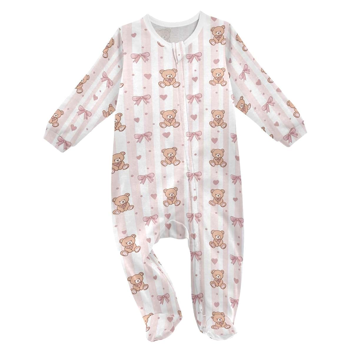 Baby One-Piece Footies Green Crocodiles Infant Zip Front Romper Pajamas