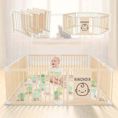 Playpen & Baby Gate | Solid Wood Play Area for Toddlers