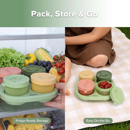 Haakaa Silicone Baby Food Containers with Animal Lids