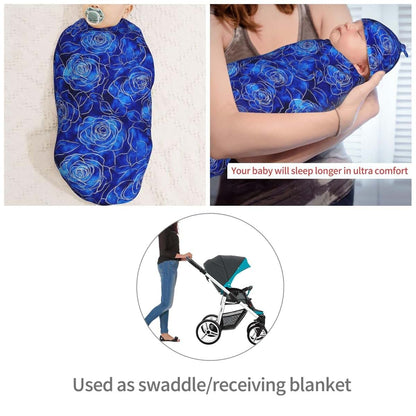 Muishi Blue Roses Pattern Newborn Swaddle Set