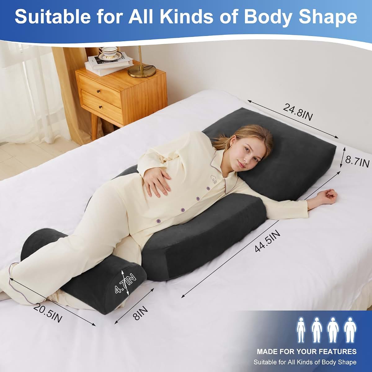 Full Body Pregnancy Pillow Set with Leg Support