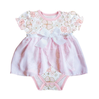 Stephan Baby Playful Posies Pink and Gray Floral Snap Dress, 3-6 Months