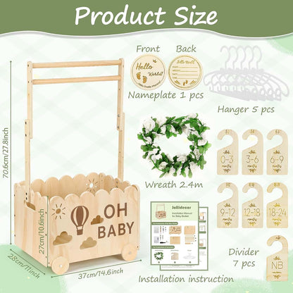 Wooden Storage Crate Closet for Newborn Supplies and Decor