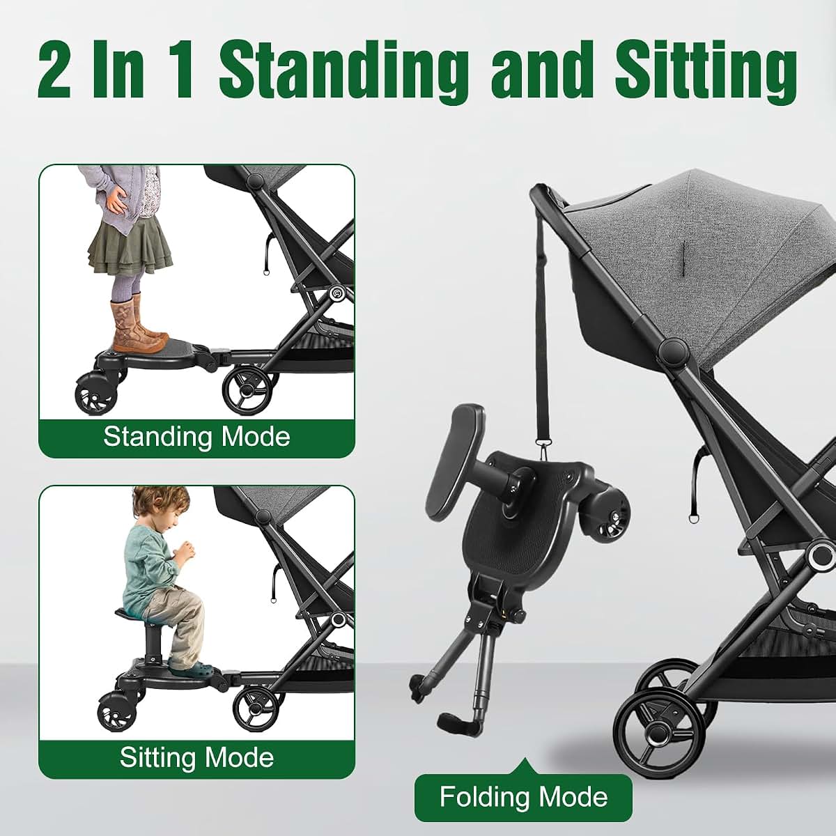 Universal Stroller Board with Detachable Seat for Multiple Strollers