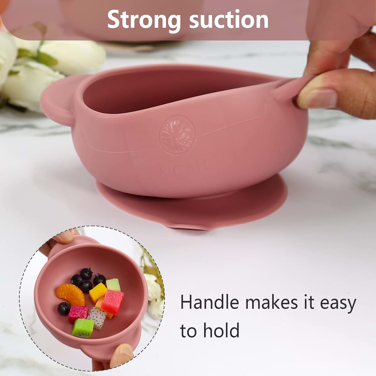 KCMI Silicone Baby Feeding Set 9 Pcs, Pumpkin Baby Led Weaning Kit, Mauve (photo 4)
