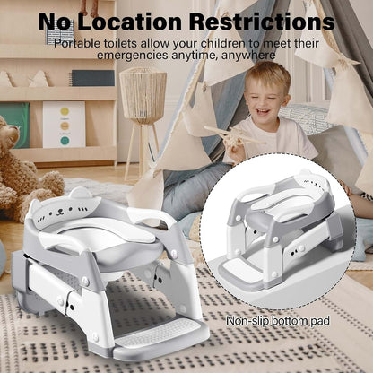 Kimitimi 3-in-1 Potty Training Seat with Step Stool Ladder, Grey