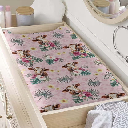 Tongluoye Cow Baby Changing Pad Covers Tropical Palm Tree Leaves Diaper Change Table Sheets for Baby Boys and Girls (photo 3)