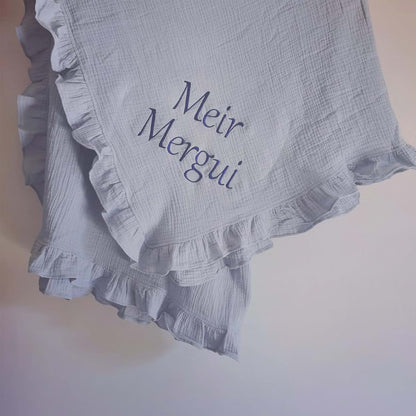 ZoikoM Ruffle Blanket Customize Baby Name Baby Blanket Personalized Baby Comforter Cotton Infant Blanket Swaddle Bath