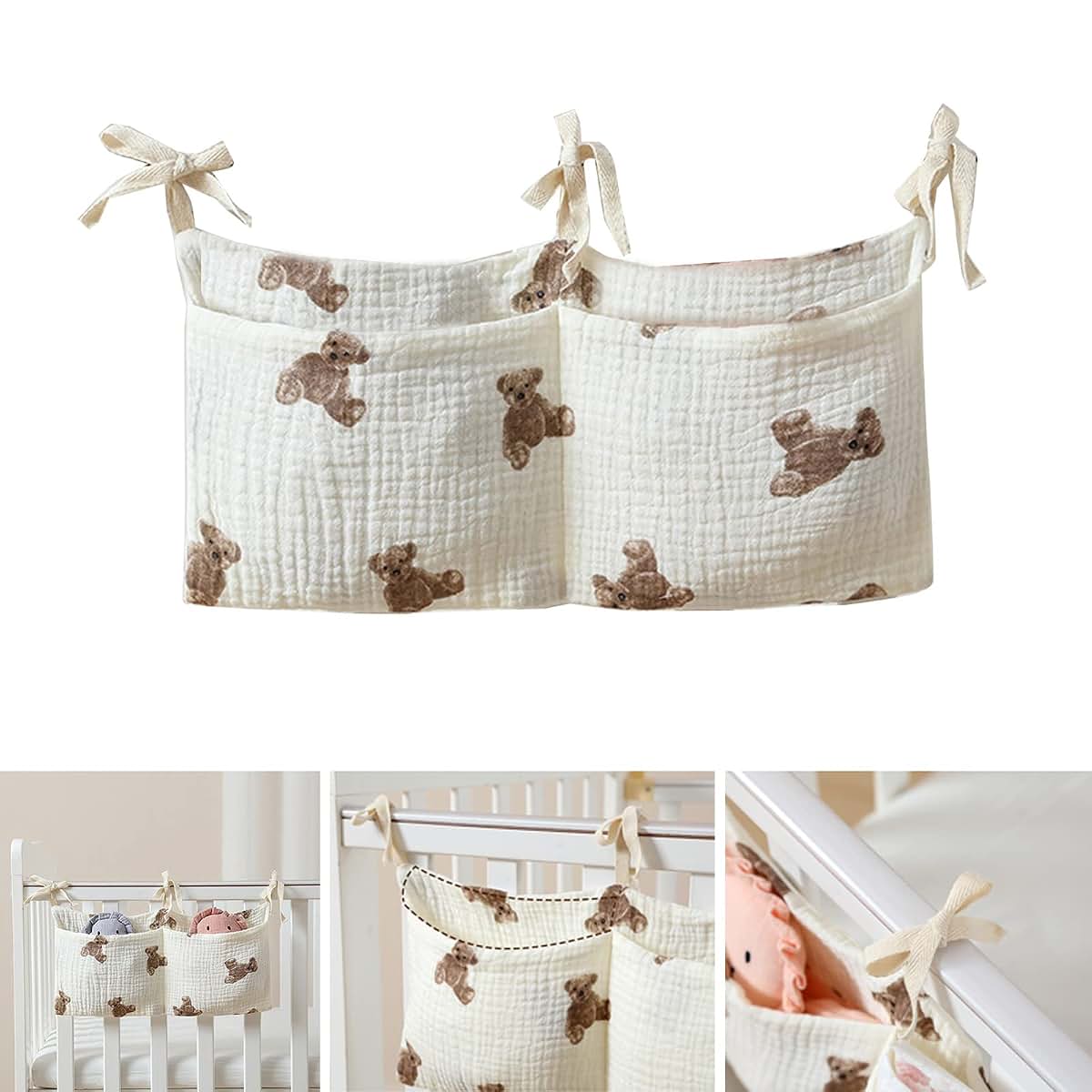 Psdndeww Baby Bedside Bag Portable Diaper Storage Bag Feeding Bottle Organizing Bag Hanging Storage Bags Baby Bedding (photo 2)