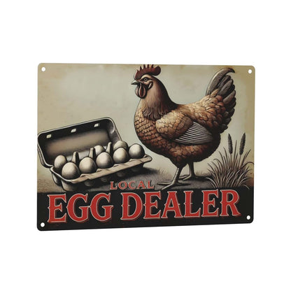 URVIP Local Egg Dealer Funny Chicken Coop Sign Aluminum 8x12 Inches