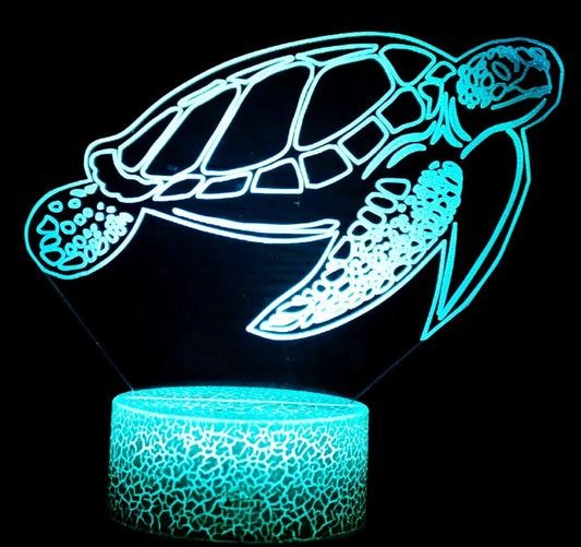 Jinnwell 3D Turtle Night Light Lamp Illusion Night Light 7 Color Changing Touch Switch Table Desk Decoration Lamps Gift