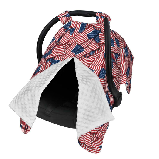YonaJeik Patriotic American Flag USA Lover Baby Car Seat Canopy Cover Multi Use Shower Gift, Nursing Cover for Mom