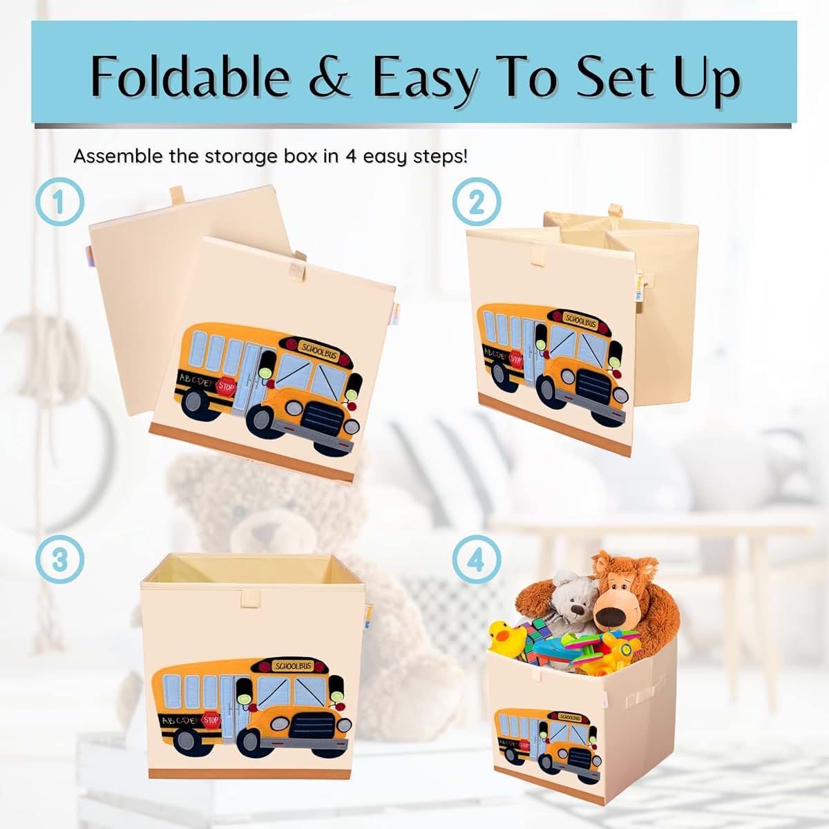 Product 4 Kids - Washable Cube Storage Organizer Bins