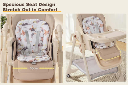 Magic ZC PU Leather Highchair, Adjustable Baby High Chair, High Chairs for Babies and Toddlers, Easy to Fold Baby Chair (photo 4)