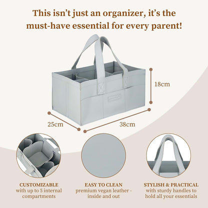 Jac and Jil Premium Vegan Leather Baby Diaper Caddy Organizer – Portable Storage Basket for Newborn Essentials (photo 2)