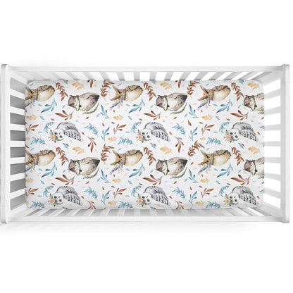 Hwmmbh Watercolor Owl Baby Crib Fitted Sheet, 52x28"