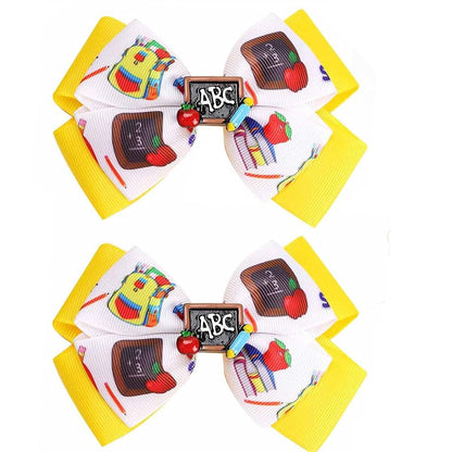 Ecuupas Back To School Pencil And Bow Hair Clip Set