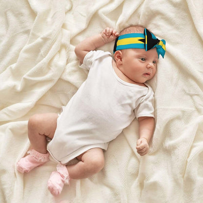 wwqqvnb Flag of the Bahamas Baby Bows Infant Headband Soft Stretchy Turban for Newborn Photography Shower Gift 0-6 (photo 4)