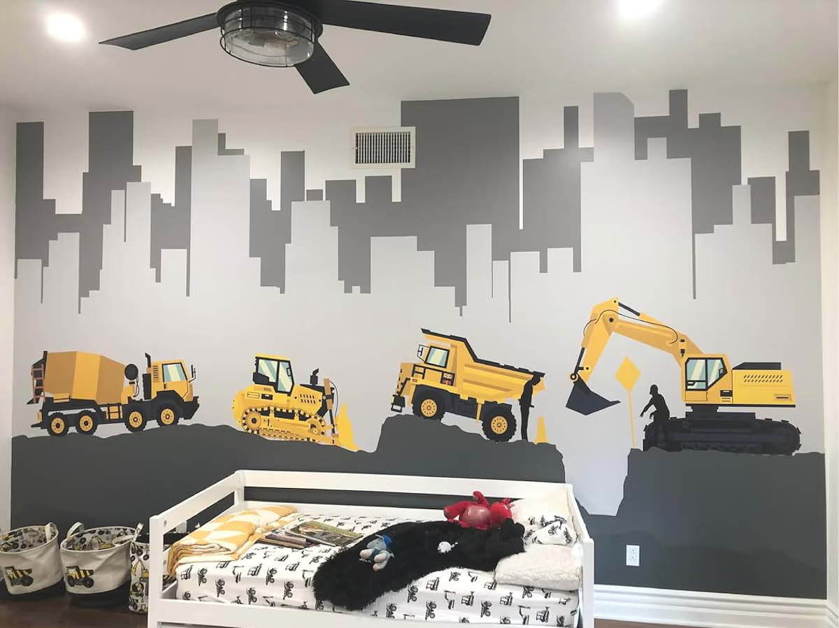 The Colors Crafter Construction Trucks Wall Decal For Kids Bedroom