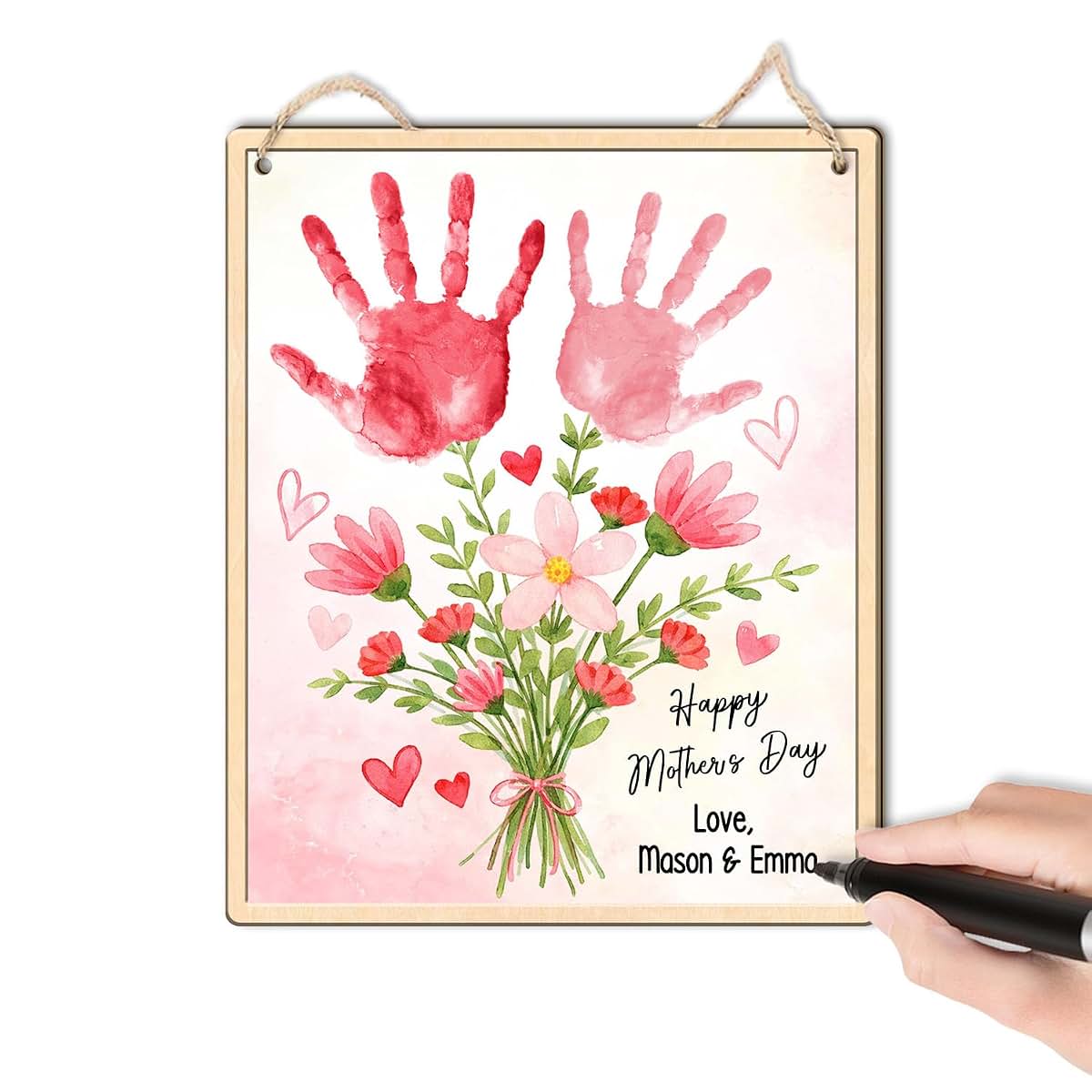 BabyOneStop Pink Floral Bouquet DIY Baby Handprint Craft Sign