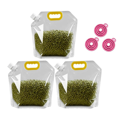 Tangpxta 3-Pack Reusable Airtight Grain Storage Bags with Handle & Spout