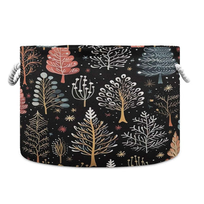 YETTASBIN Christmas Tree Large Round Laundry Basket for Home Storage, 20 x 14 Inch