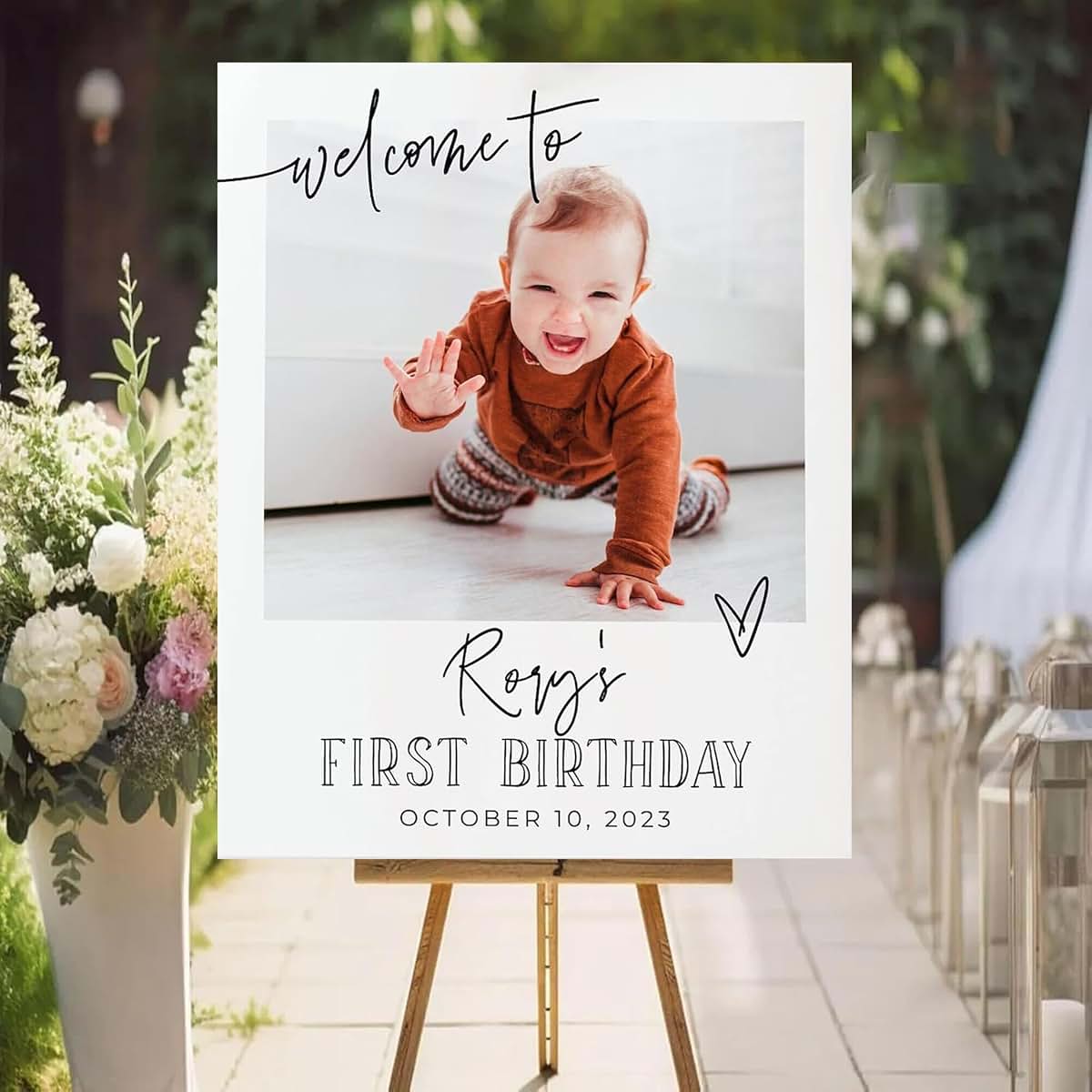 Tora Mimi 1st Birthday Boy Welcome Sign With Photo