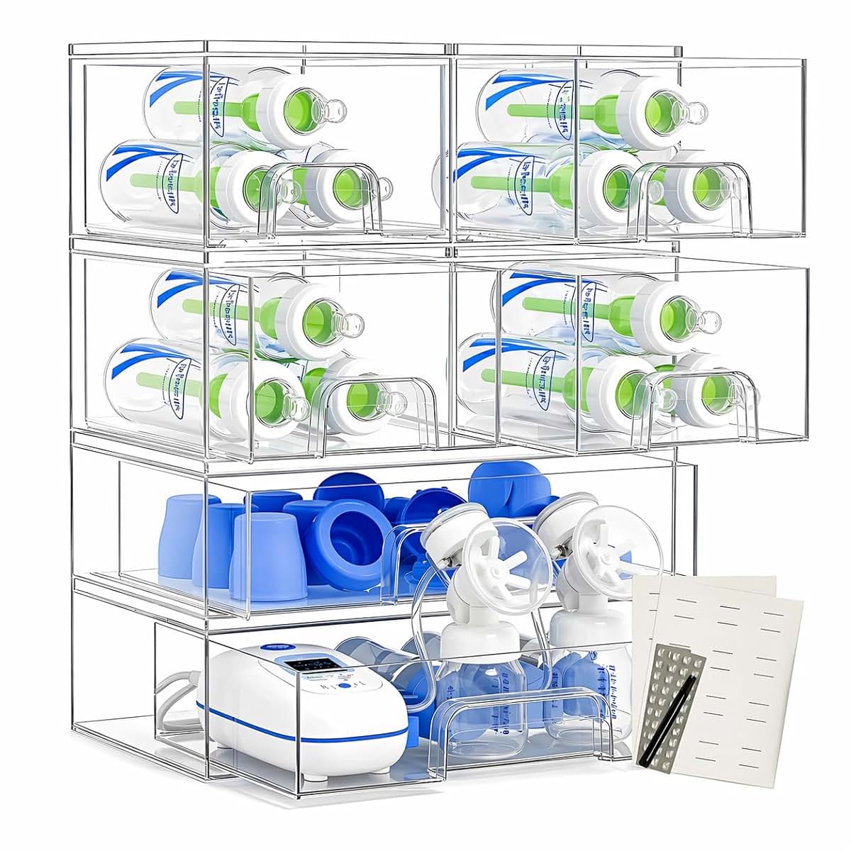 Farazza Stackable Clear PET Storage Drawers for Pantry and Vanity