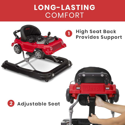 Delta Children Jeep Classic Wrangler 3-in-1 Grow with Me Walker, Red