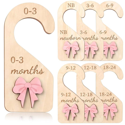 Nymvaq Wooden Baby Closet Dividers Set of 7, Double-Sided Coquette Baby Clothes Dividers for Closet Organizer Newborn