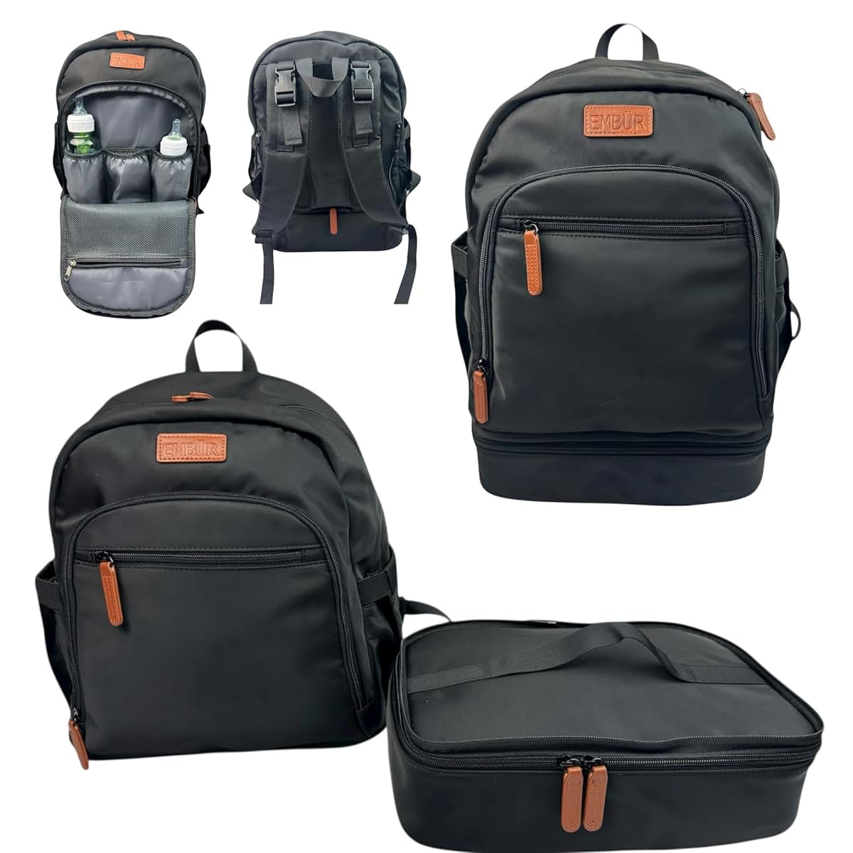 Embur Diaper Bag Backpack With Detachable Insulated Cooler