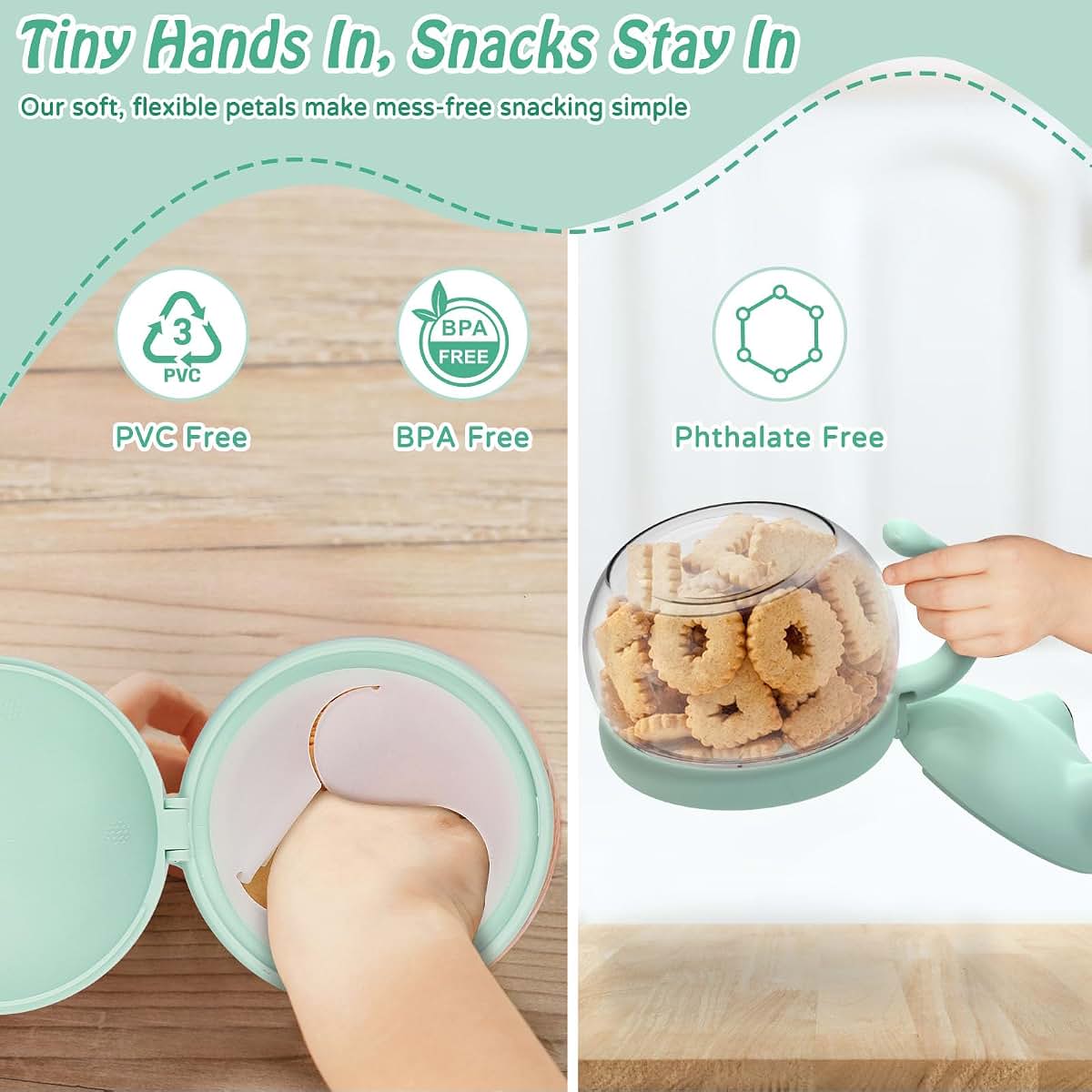 SELEWARE Toddler Snack Cups Spill-Proof Snack Containers