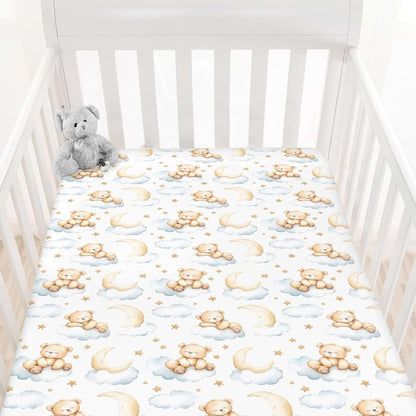 Pynnlts Cartoon Bear Baby Crib Sheet Fitted Toddler Nursery Bed Mattress (photo 2)