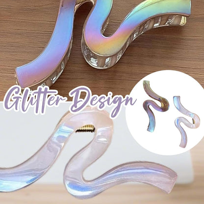 Vubbkdi 2 PCS Glitter Hair Claw, Wavy Hair Clip Accessory