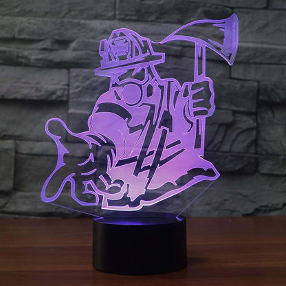 Jinnwell 3D Fire Fighter Fireman Night Light Lamp Illusion 7 Color Changing Touch Switch Table Desk Decoration Lamps (photo 4)