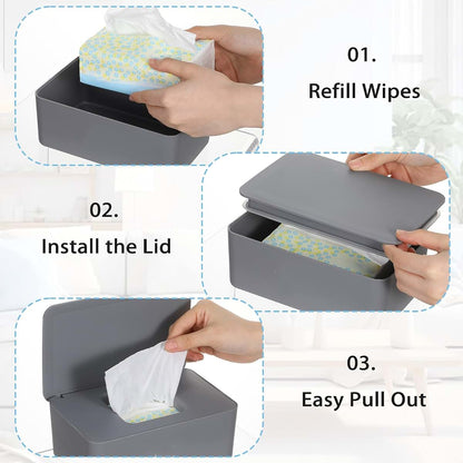 Wipes Dispenser Set | Three-Color Reusable Wipe Container