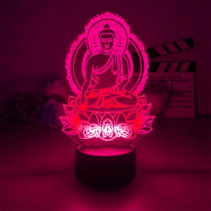 Jinnwell 3D Buddha Night Light Lamp Illusion 7 Color Changing Touch Switch Table Desk Decoration Lamps Acrylic Flat ABS (photo 2)