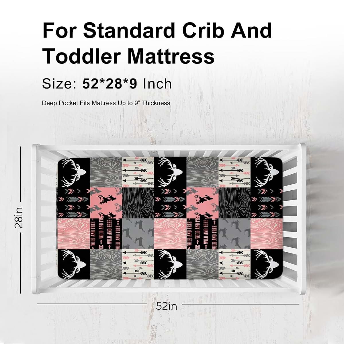 Retro Deer Tribal Arrows Antlers Baby Crib Sheets 52x28 Inch