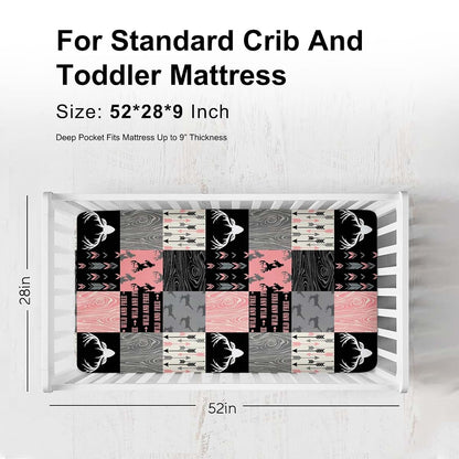 Retro Deer Tribal Arrows Antlers Baby Crib Sheets 52x28 Inch