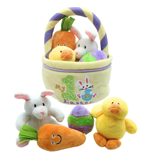 Genius Baby Toys Baby's My First Easter Basket: Deluxe 5-Piece Set with Easter Bunny, Baby Chick, Carrot & Easter Egg