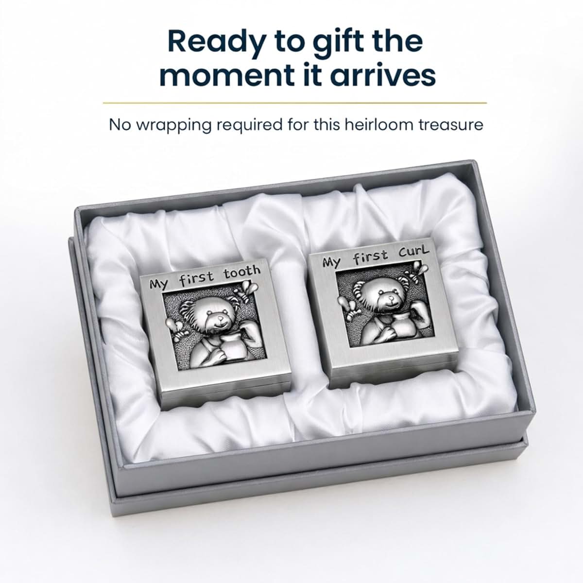 Creative Gifts International Teddy Bear Tooth and Curl Keepsake Boxes (photo 2)
