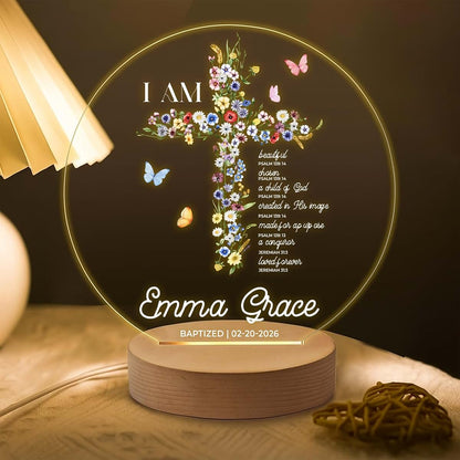 MDPrints Global Personalized Baby Gifts, Personalized Night Light for Kids, Night Light with Wooden Base, Bedroom (photo 4)