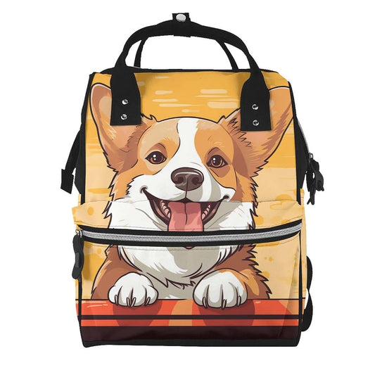 HJTRW Diaper Bag Backpack for Women Waterproof Mummy Backpack Large Nappy Bag Cute corgi dog Nursing Bag