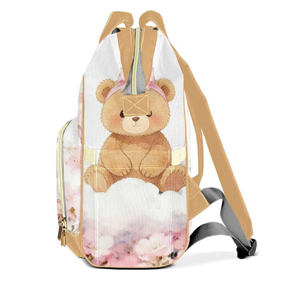 Joyestore Personalized Cute Teddy Bear Pink Custom Mom Bag with Name,Dad and Mom Diaper Backpack Waterproof Baby Shower (photo 3)
